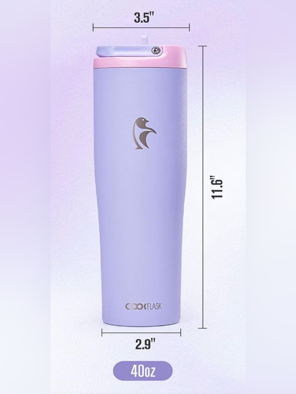 Coolflask 40 oz. misty lilac insulated water bottle